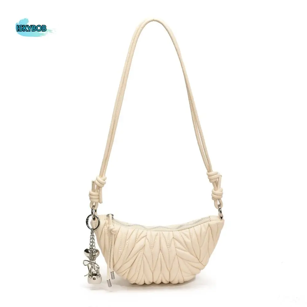 

Сумка через плечо с круассаном, сумка через плечо с подвеской, маленькая упаковка, сумка для пельменей из искусственной кожи, однотонная сумка в корейском стиле в стиле панк для девочек