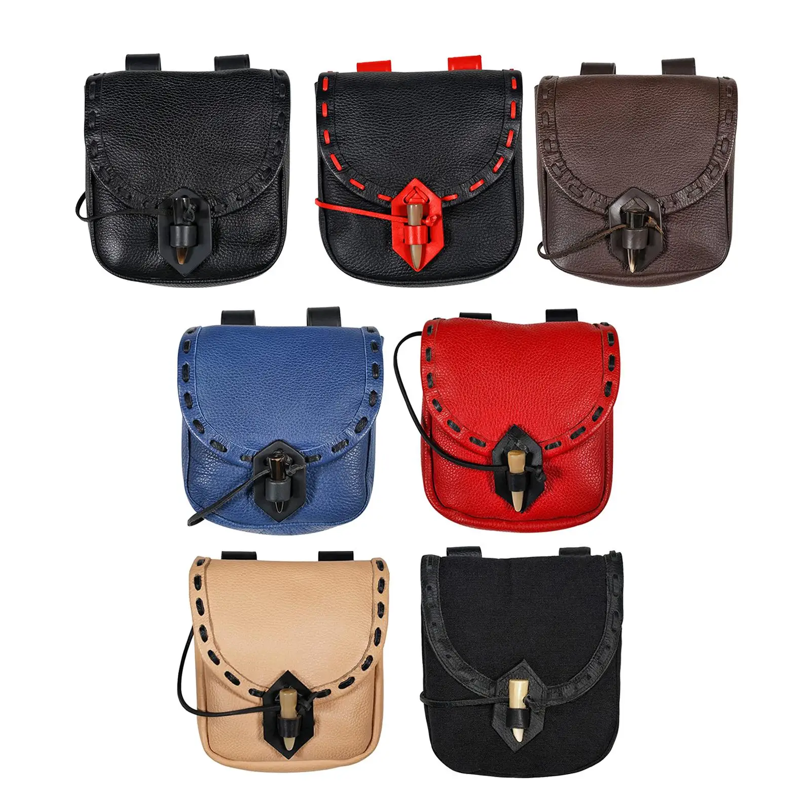 Retro PU Leather Medieval Belt Pouch Durable Big Capacity Wear Resistant Fanny Pack Costume Accessories Waist Bag