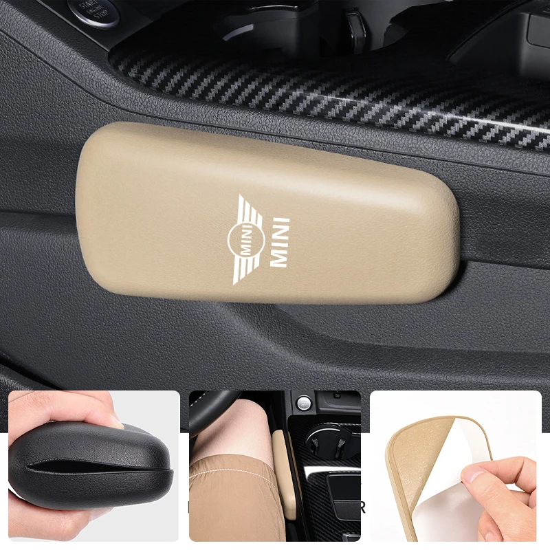 Car Knee Pads Leather Soft Knee Arm Support Booster Cushion Protector For MINI Cooper One JCW R56 Countryman Paceman Clubman R58