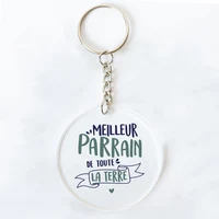 Je vous soyez ma marraine et parrain imprimé porte-clés Marraine Parrain demande chaîne acrylique porte-clés merci meilleure idée cadeaux 13