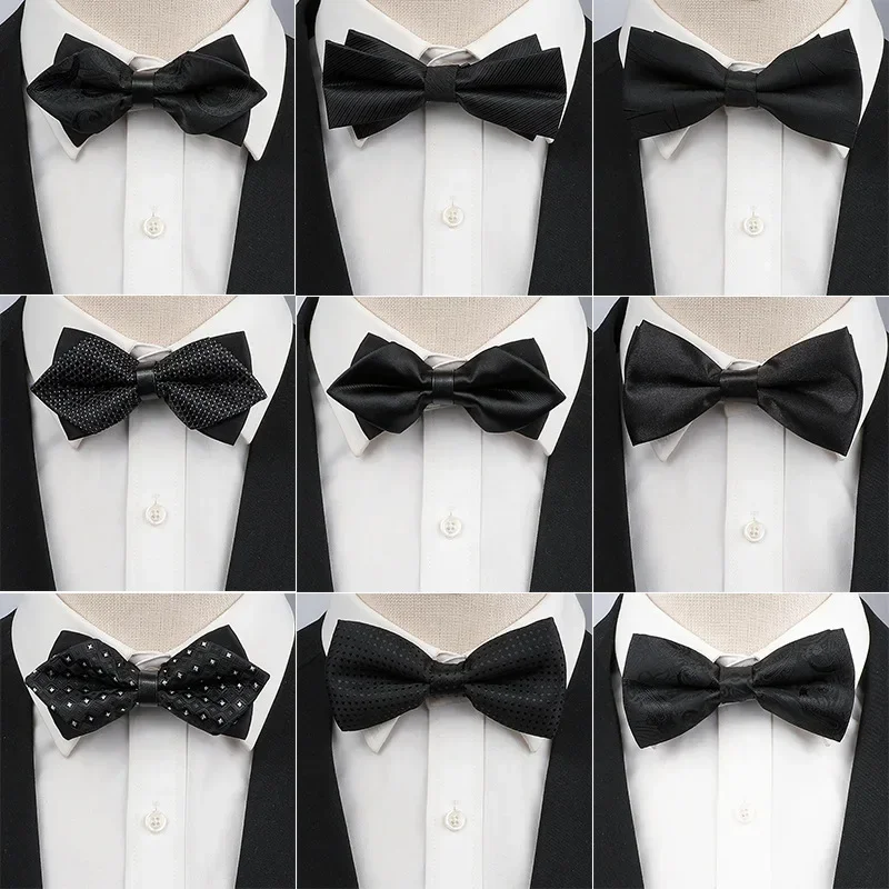 

high quality Men's bow tie business dress black and white banquet groom wedding dress bow best man tide leisure