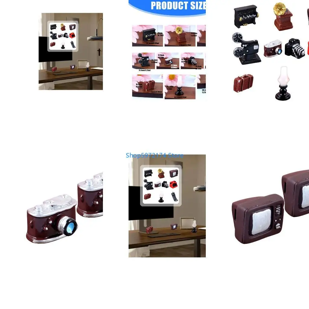 Y3NB Set of 2 Miniature Resin Home Appliance Decors Set Simulated Furniture Models for Pretend Play and Dioramas DIY Ornaments