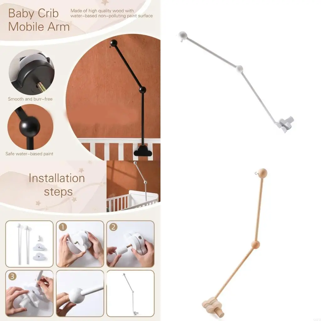 

Прочная деревянная мобильная подставка для детской кроватки способствует визуальному развитию. Безопасный кронштейн.