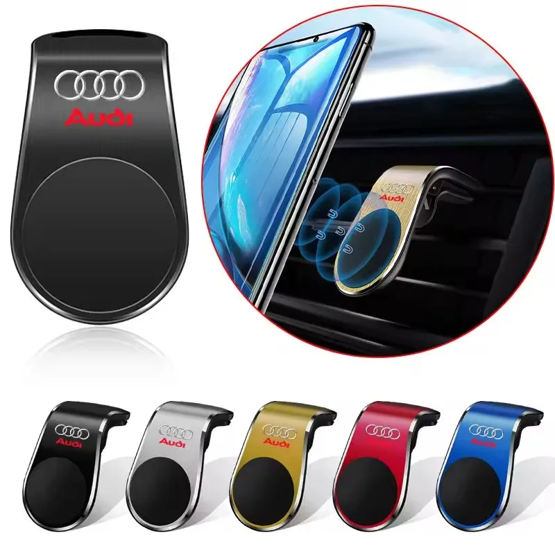 Image of Neuer magnetischer L-förmiger Auto-GPS-Handyhalter mit Emblemen für Audi A3 A6 Q3 B5 B6 B7 B8 B9 Q7 8P 8V 8L A5 A4 C6 C5 A7 A8