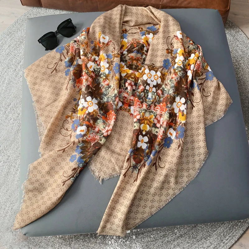 Spring/Autumn Cotton-Linen Large Square Scarf - UV Protection Beach Shawl for Women & Men, Printed Versatile Wrap"
