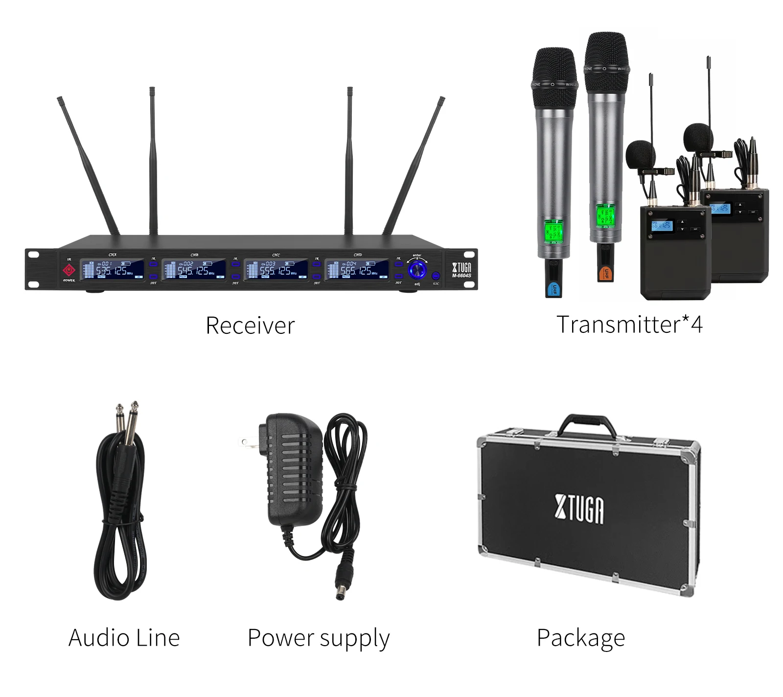 XTUGA M-6604S popular uhf wireless handheld and lavalier microphone