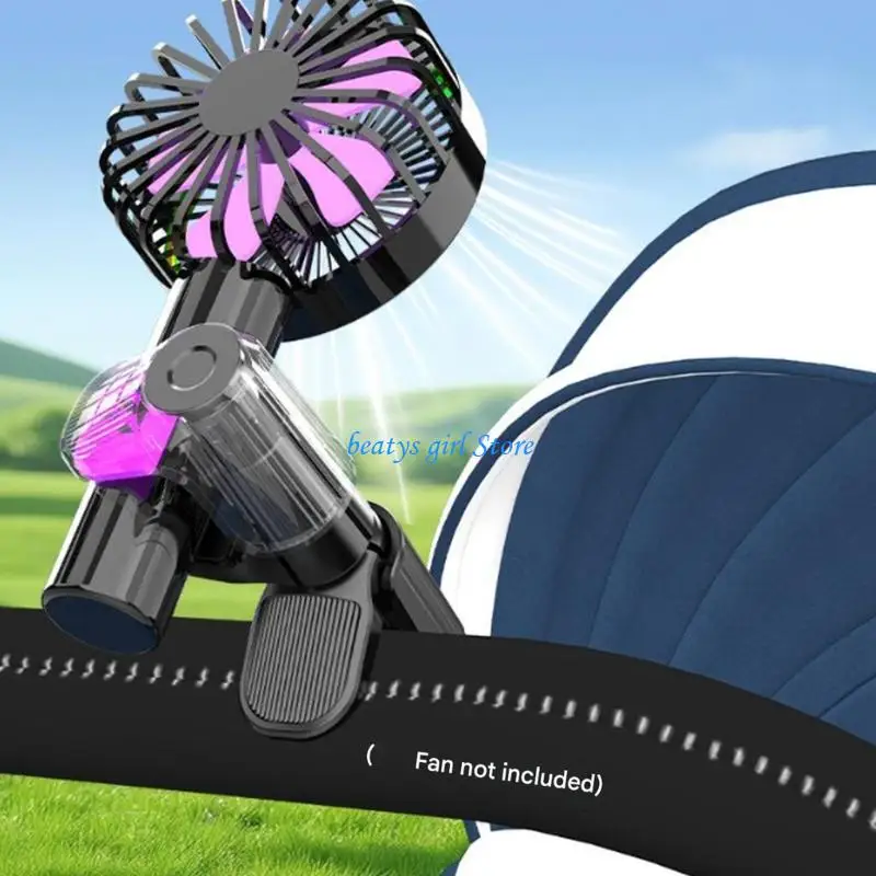 C7AB Double Clamp Base 360Rotating Adapter For Baby Stroller Fan Holder Clip for Bike Handlebar Photography Light Stand