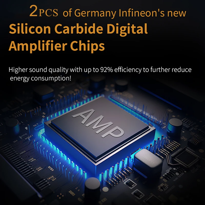 SMSL-A200 Amplificador de áudio com controle remoto, Bluetooth 5.0, HDMI-ARC, USB, potência digital, ajustável, graves, agudos, alta resolução