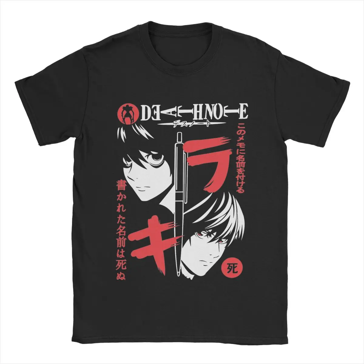 Men T-Shirts Deaths Notes Casual 100% Cotton Tees Short Sleeve L Lawliet Yagami Light T Shirts Round Neck Clothes 4XL 5XL 6XL