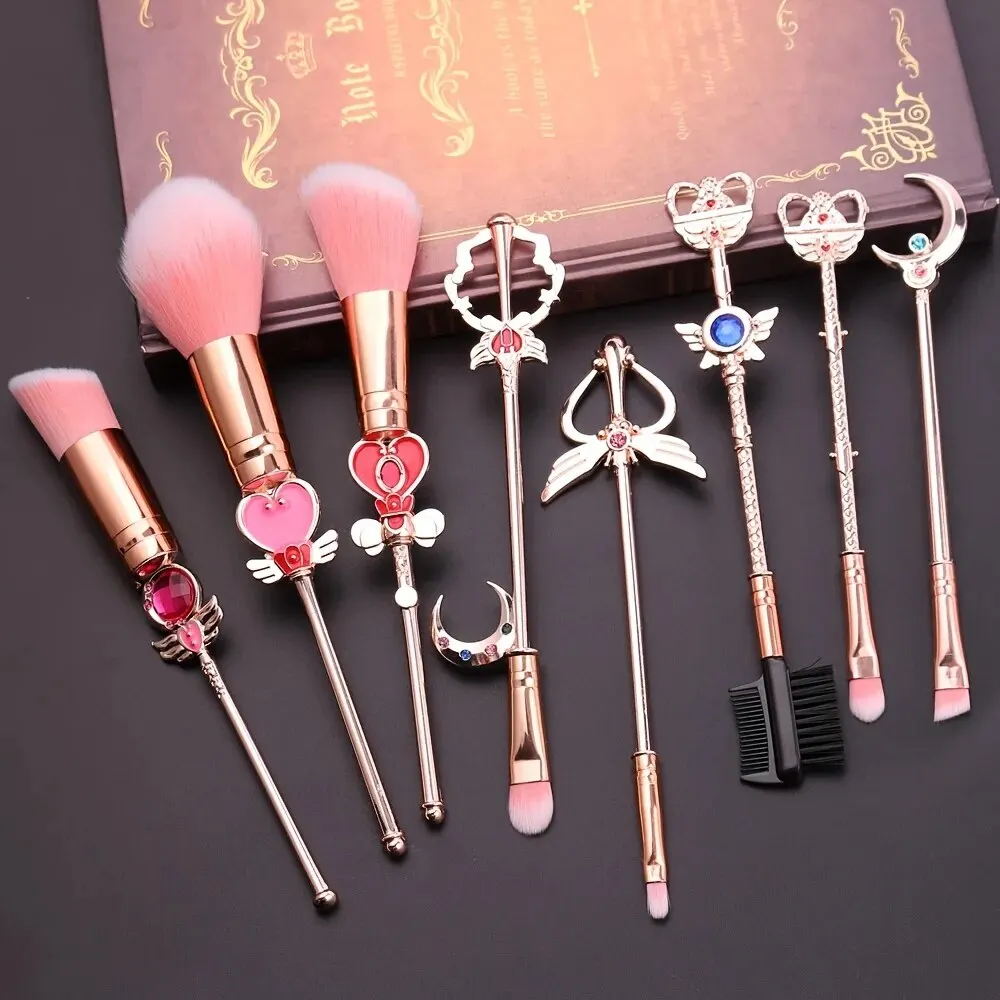 8 Pcs Makeup Brush Set with Cute Pink Pouch Cute Anime Makeup Brush Set Pink Makeup Brushes Set Professional Cosmetic Tool Kit