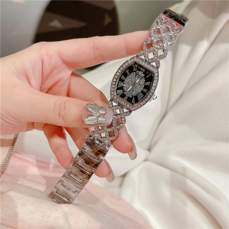 여성용 다이아몬드 골드 시계, 여성용 손목 시계, 럭셔리 브랜드, 라인석 팔찌 시계, 여성 Relogio Feminino