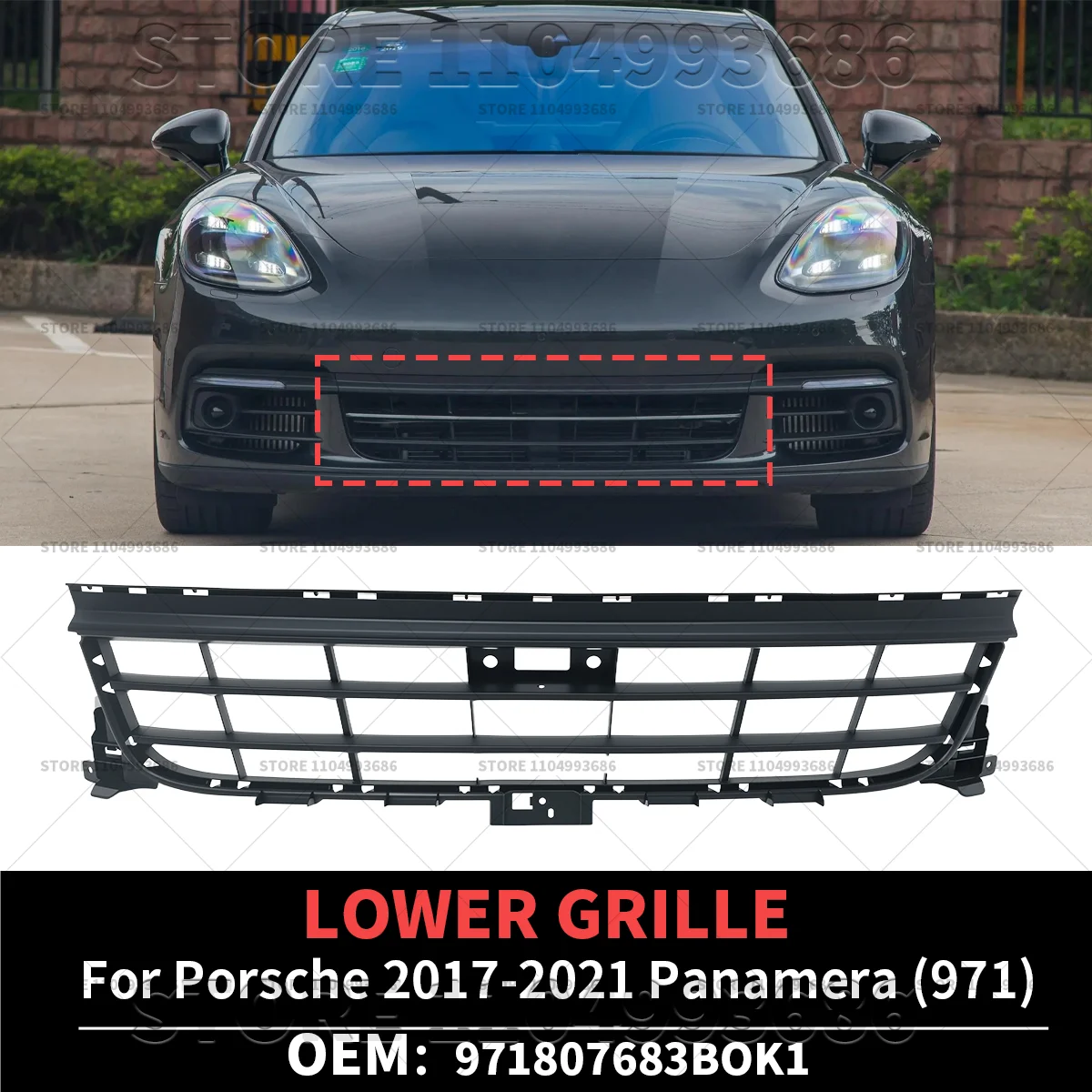 

Для Porsche Panamera 4 E-Hybrid GTS Turbo 4S Executive (971) 2017-2021 гг., нижняя решетка переднего бампера OEM 971807683BOK1 971807683B
