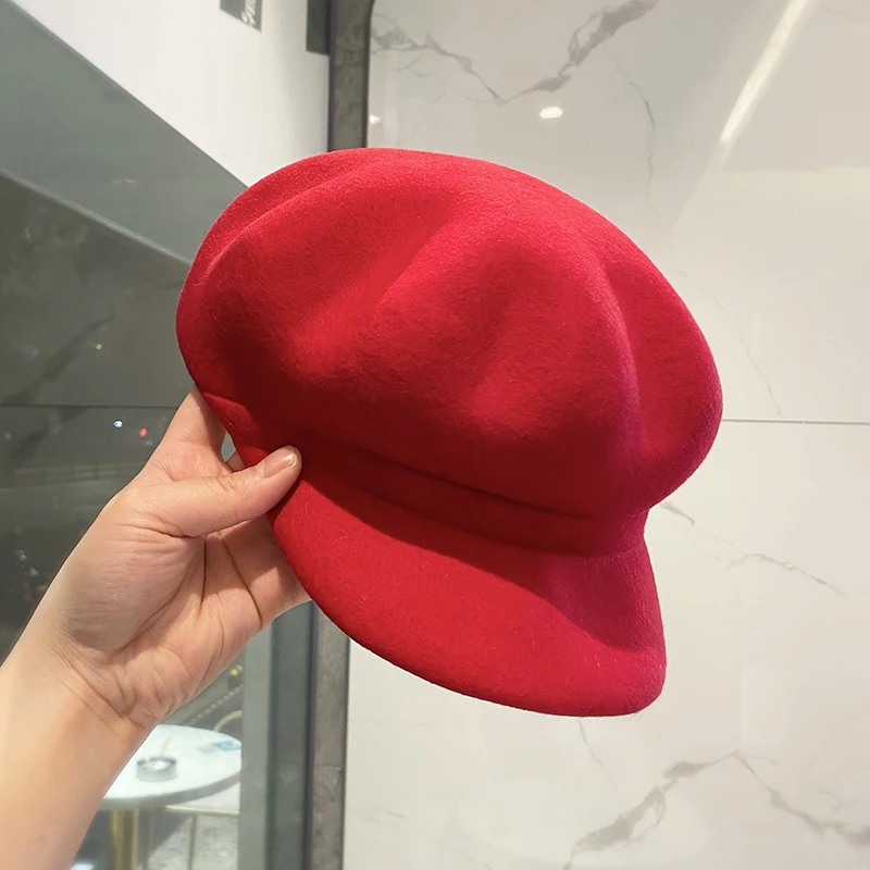 Net Red British Woolen Octagon Hat Fashion Fashion Autumn and Winter Everything Beret Elegant Niche Art Painter Hat Duck Cap