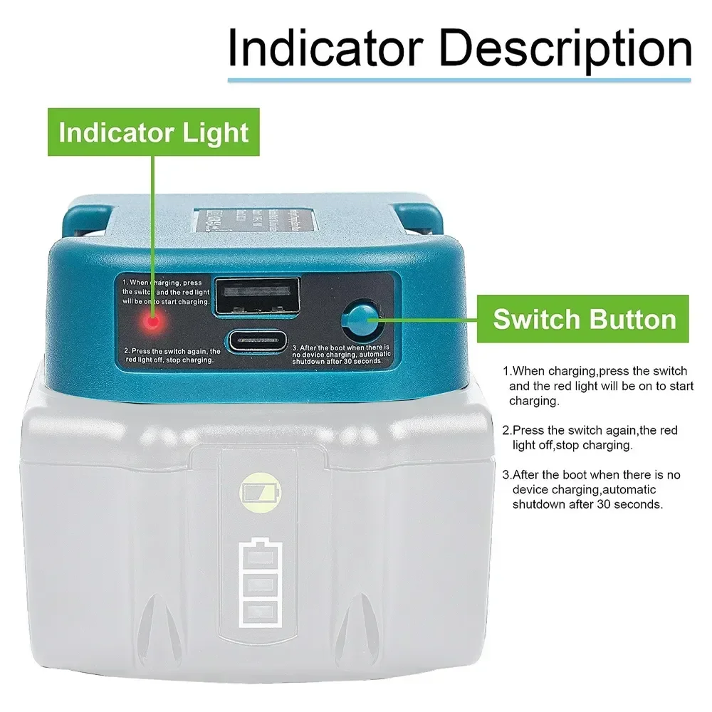 1Pc Voor Makita 18V Met Usb Met Type-C Batterijhouder Voor Makita 18V Batterij Bl1840 Bl1850 Bl1860 Oplader Adapter Snel Opladen
