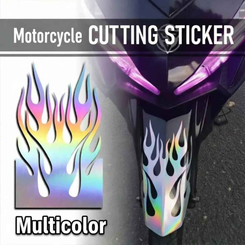 Flame Pattern Motorcycle Sticker Waterproof Automotive Vinyl Material Reflective Decal Reflective Design Easy Installation