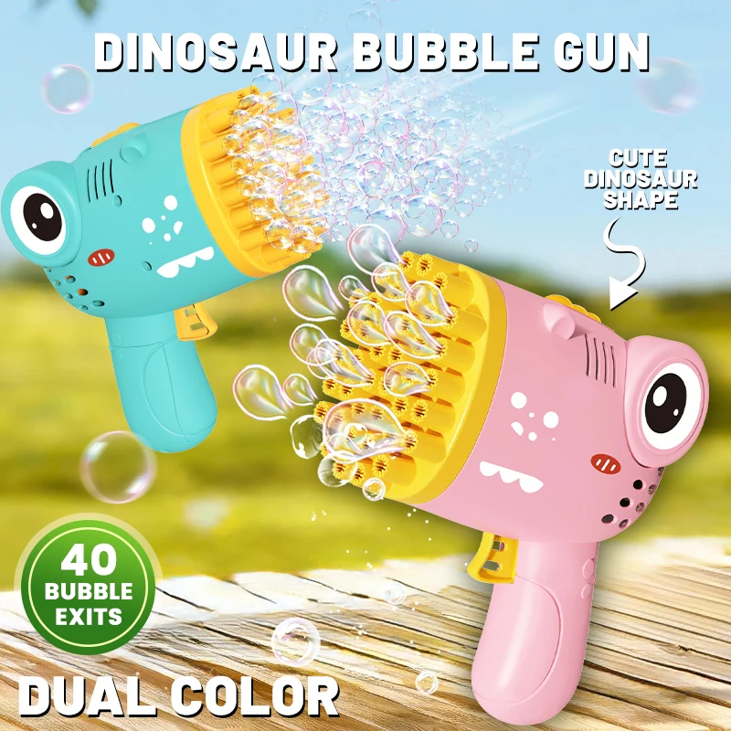 40 hole bubble blowing toy handheld Gatling dinosaur bubble gun without battery and without bubble water