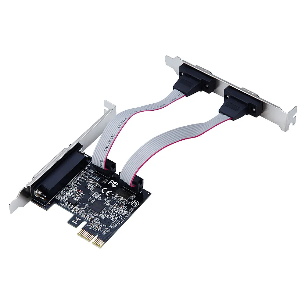 2PCS PCI Express To 2 Serial 1 Parallel Card Computer Adapter Asix99100 RS232 DB9 & DB25