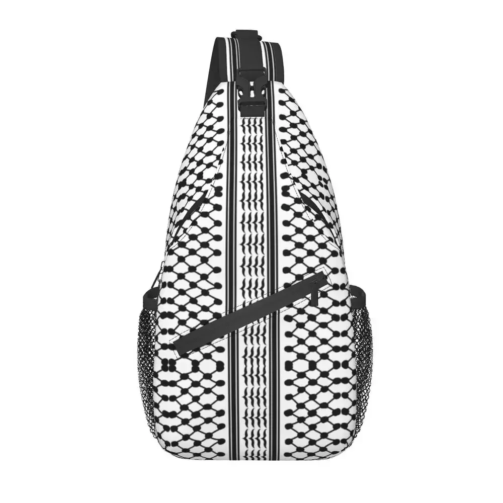 Palestinian Kufeya Sling Chest Bag Keffiyeh Embroidery Crossbody Shoulder Backpack for Men Cycling Camping Daypack