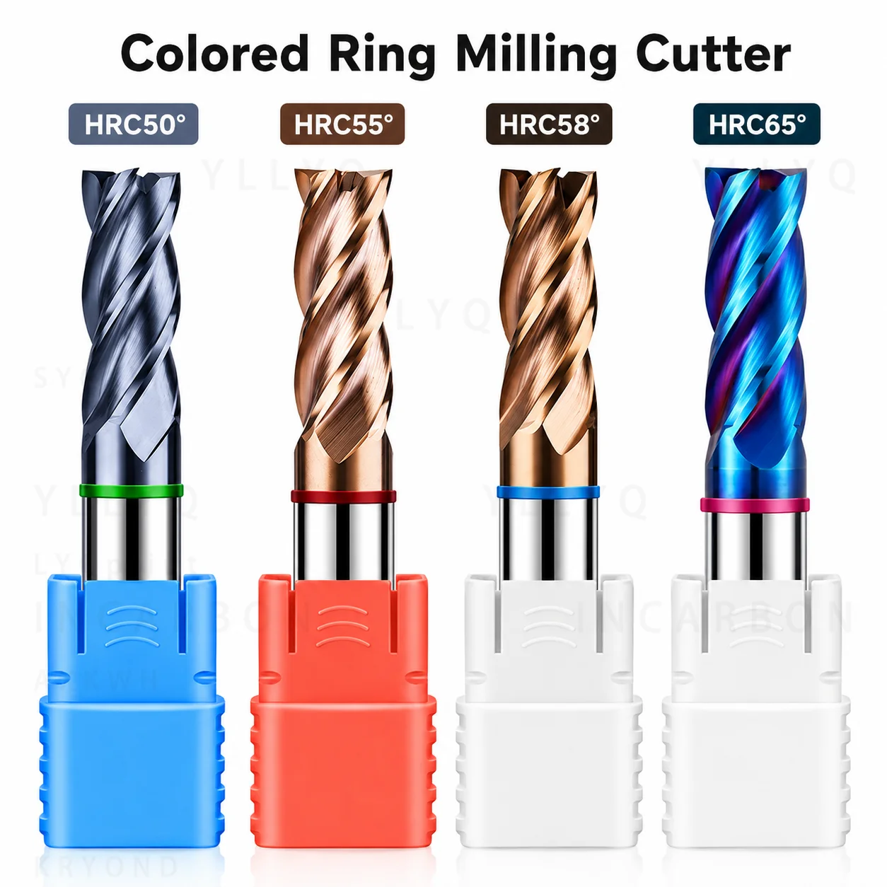 HRC50/55/58/60 4-Flute Flat End Mill Tungsten Carbide CNC Milling Cutter For Stainless Steel Machining Tools