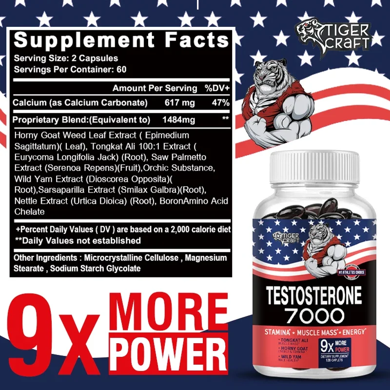 Men's Test Booster - Supports Energy, Endurance Recovery, Stress Relief, and Lean Muscle Growth