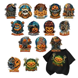 Halloween Horror Pumpkin custom patches self-adhesive heat transfer stickers iron on transfer DIY Sewing Decoration