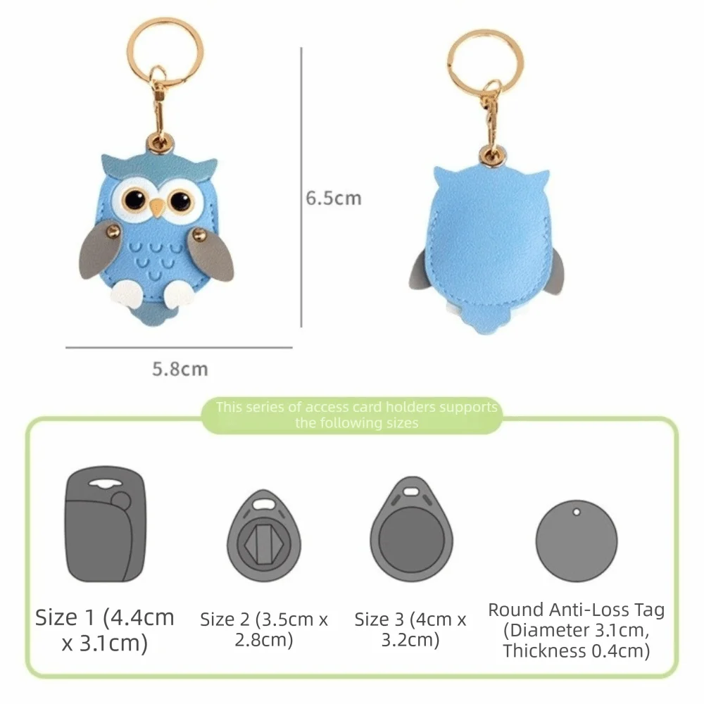 Cartoon Owl Charm Cartoon Owl Keychain Faux Leather PU Leather Card Holder Keychain Anti-scratch 2 in 1 Holder view 6