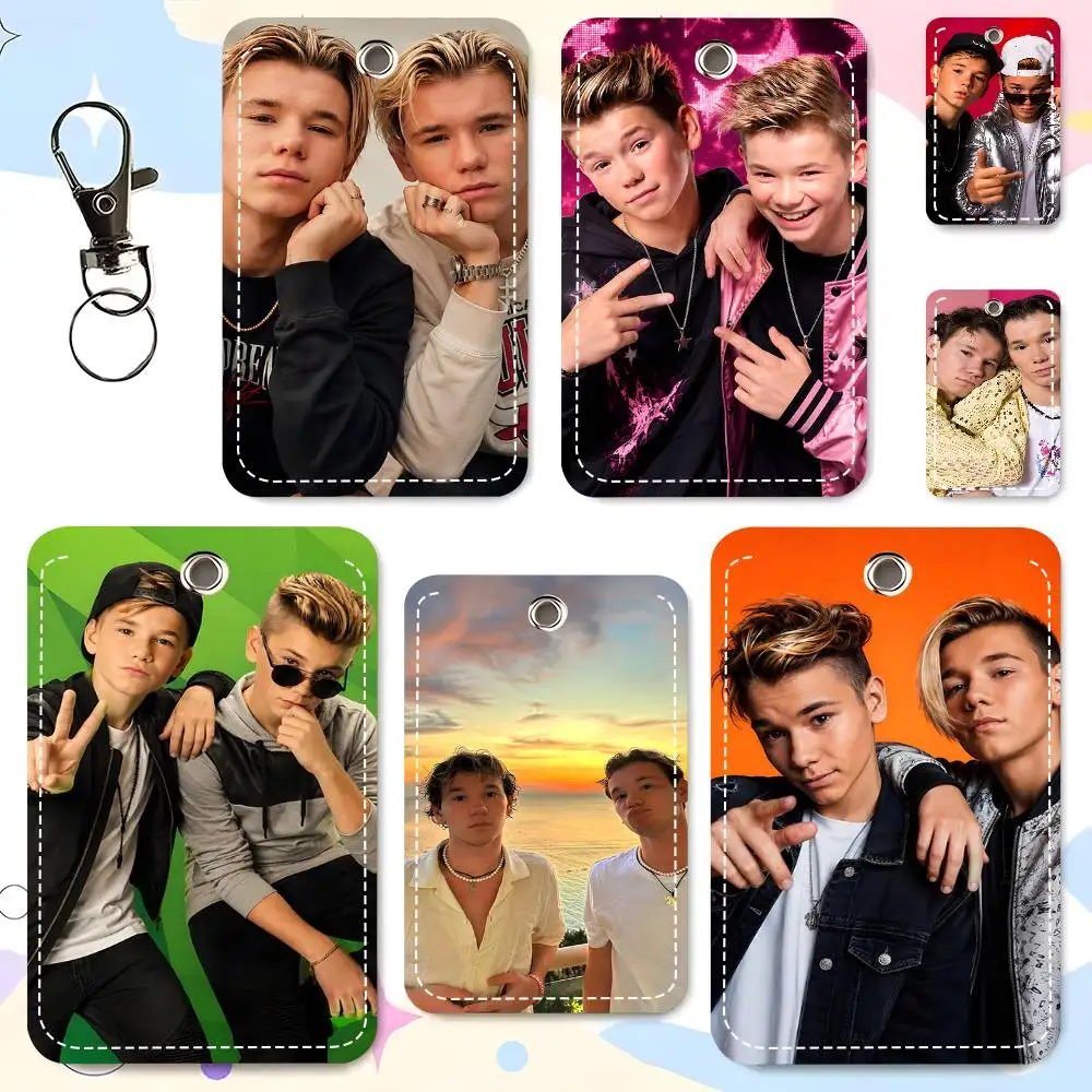 1pc Marcus And Martinus Music Card Case Keychain Access Card Bag Key Tag Ring Leather Card Holder Key Ring Access