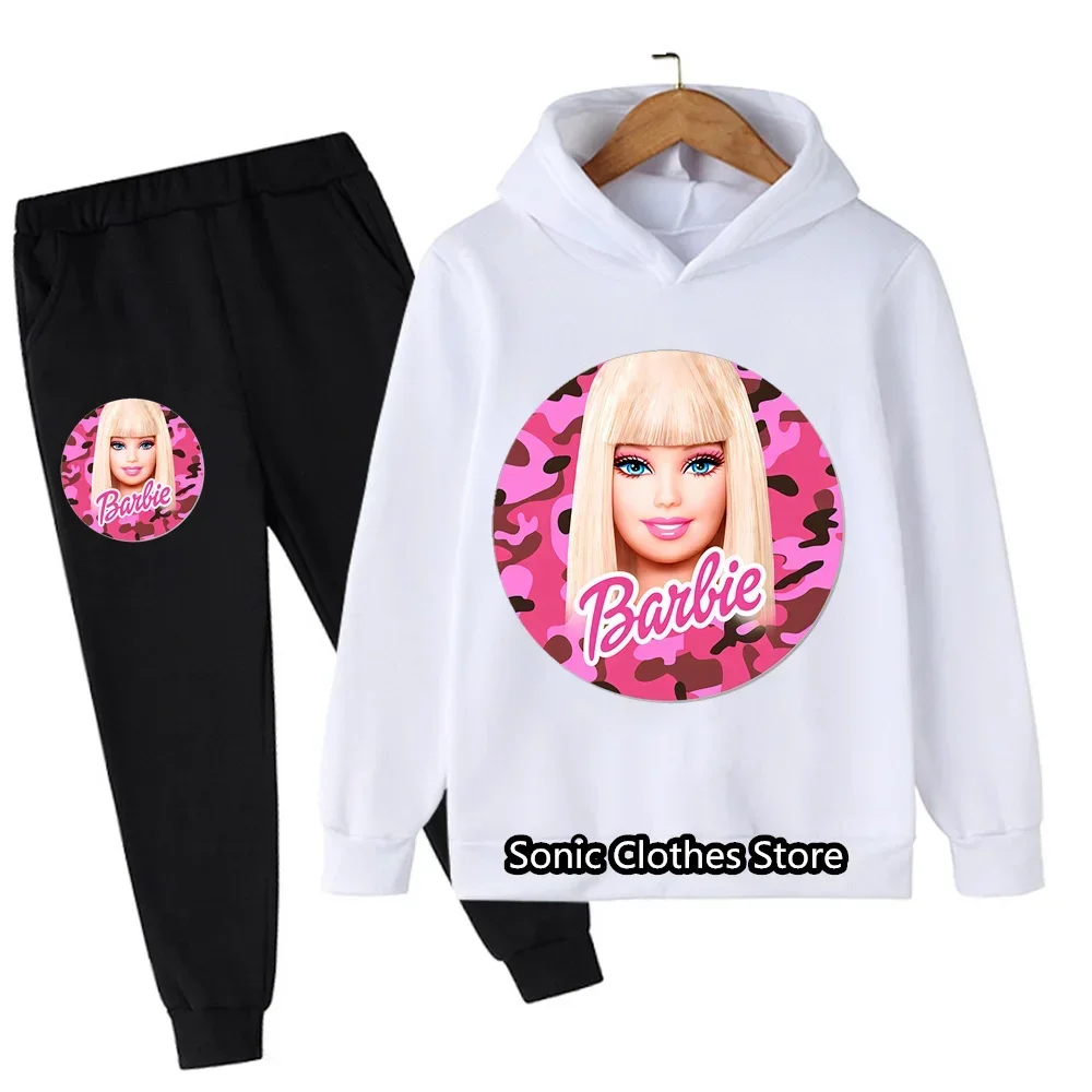 Boys Girls Clothes Barbie Hoodie Set Kids 2pcs Spring Autumn Toddler Girls Cartoon Hooded +pants Tracksuit Girls Clothing