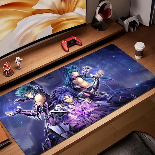 Alfombrilla de ratón para juegos Saint Seiya, alfombrilla de goma para ratón con estampado de Anime HD, alfombrilla de escritorio Xxl, Protector de escritorio para jugadores, accesorios para Pc, alfombra
