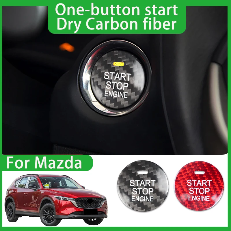 

Car Engine Start Stop Button Decorative Sticker for Mazda CX-5 CX-3 Keyless One-Button Start Carbon Fiber Interior Accessories