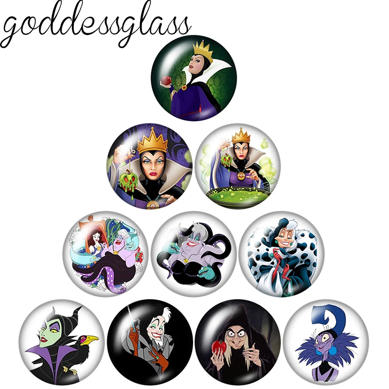 Disney Evil characters Evil Queen Vanessa 12mm/18mm/20mm/25mm Round photo glass cabochon flat back Making findings for bracelets