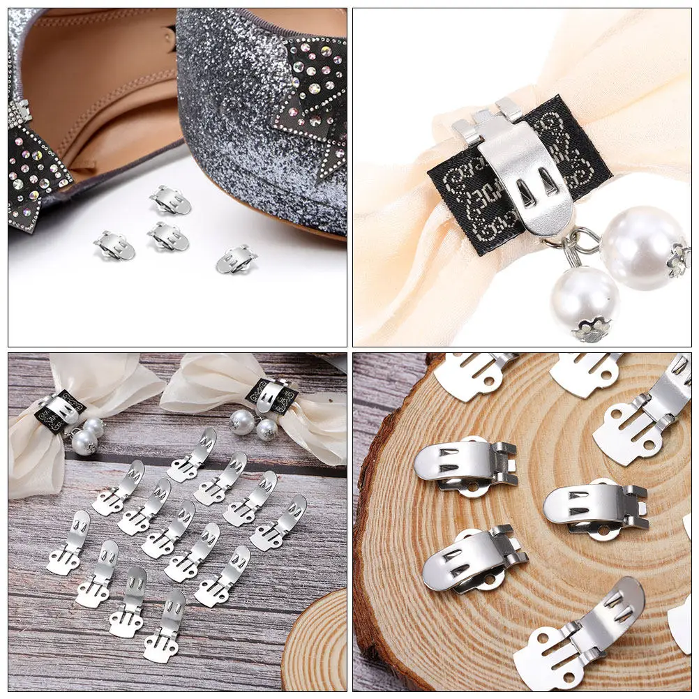 

50Pcs Stainless Steel Shoe Clips Elegant Rhinestone Wedding Party Shoes Decor DIY Craft Buckle Clips for Women High Heels