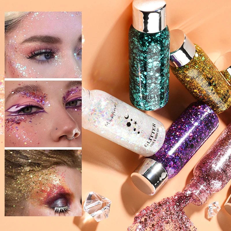 真珠光沢のあるフェイスグリッターパウダー爆発グリッターアイメイクスパンコールフェイスアイシャドウディッシュ防水長期的なメイクアップジェル