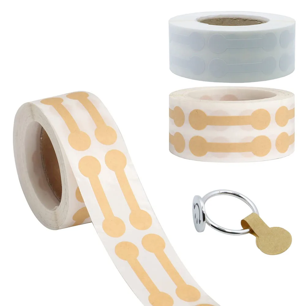 ป้ายราคาเครื่องประดับ100-500ชิ้นป้ายกระดาษดัมเบลกระดาษสีน้ำตาลแบบพกพาป้ายสติกเกอร์ติดกาวด้วยตนเองแท็กเครื่องประดับสร้อยข้อมือ