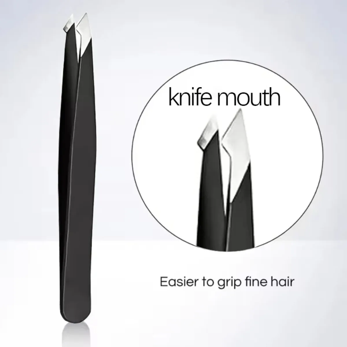 

Stainless Steel Black Eyebrow Tweezers, Slant & Flat Tip Beauty Tool for Eyelash Grooming and Ingrown Hair Removal