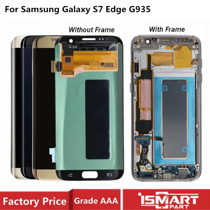 AMOLED For Samsung Galaxy S7 Edge Lcd Display Touch Screen Digitizer Assembly With Frame No Shadows S7e SM-G935F Repair Parts