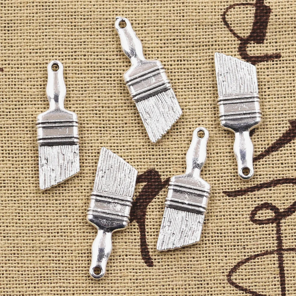 12pcs Charms Tools Brush 27x9mm Antique Silver Color Pendants Making DIY Handmade Tibetan Finding Jewelry