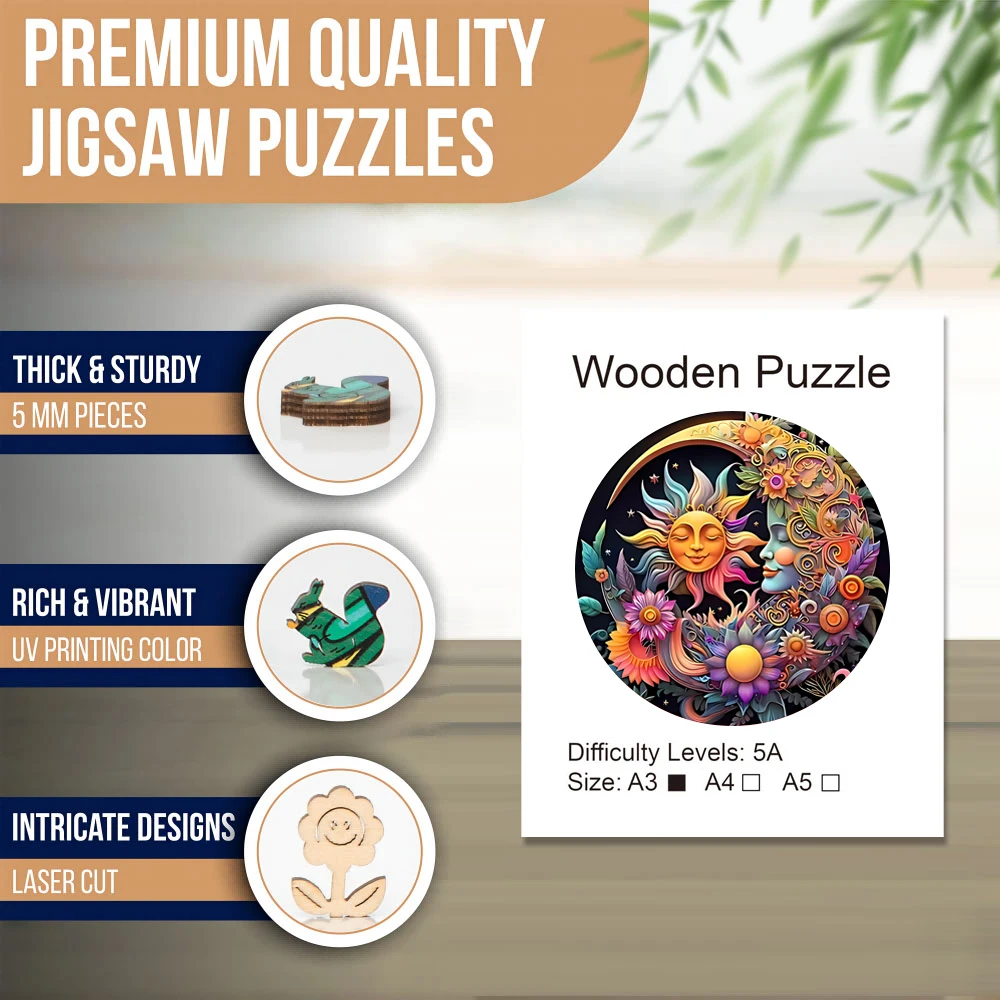 Art Wooden Jigsaw Puzzles for Adults, Unique Animal Shaped Pieces Stress Relieve Toys, DIY Leisure Game for Family, Home Decor