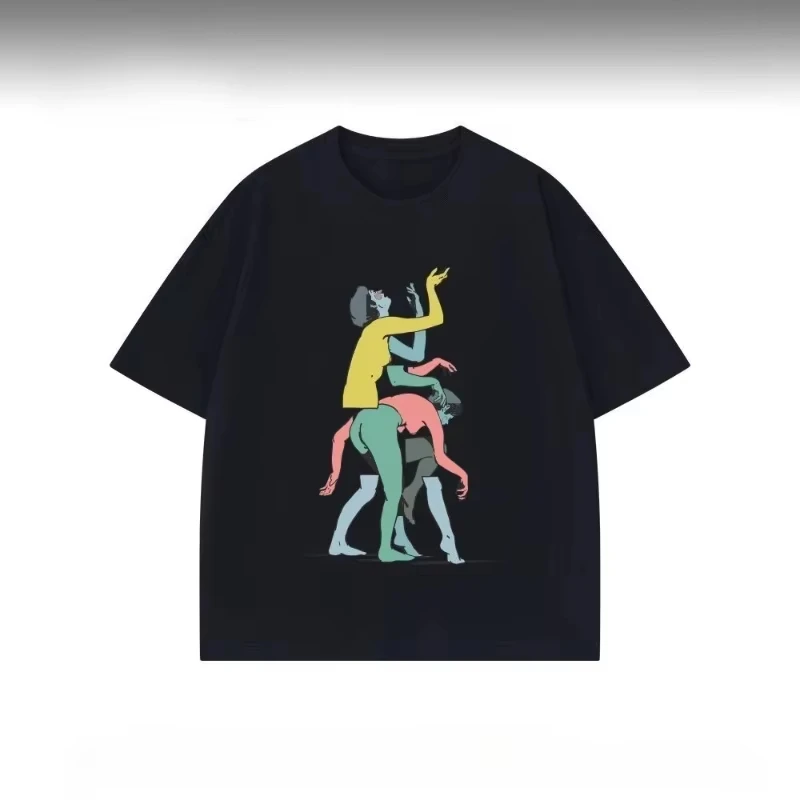 

2025 Summer comfortable loose and casual T-shirt simple printed pure cotton men's and women's top