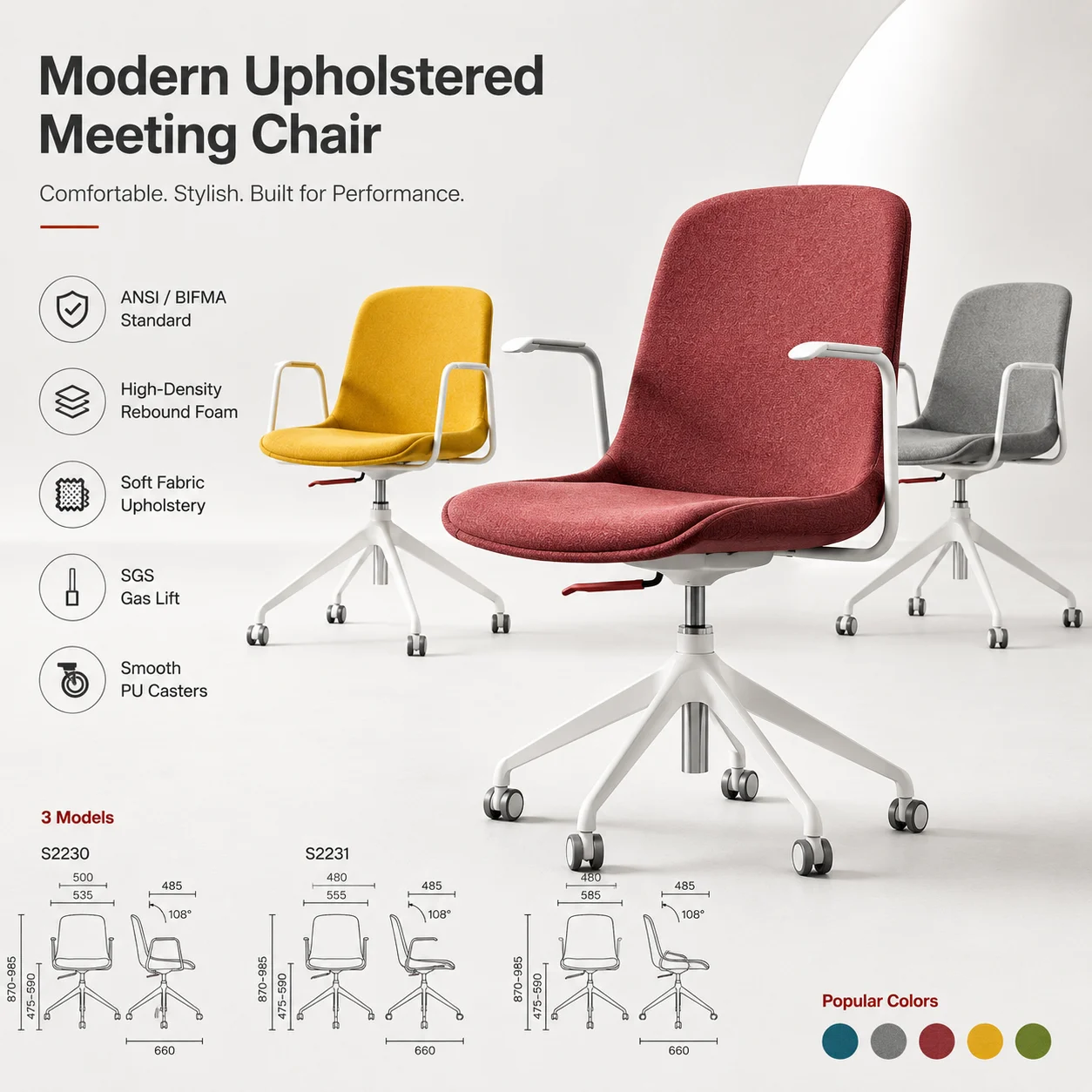 Conference Chair,Fashionable Design High Quality Seat Office Meeting Room Chair Metal Rotating Lifting Modern Color Guest Plasti