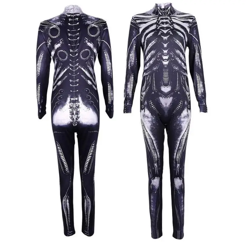 أزياء الهالوين التنكرية للهيكل العظمي للنساء، ملابس أداء المسرح العرقي التقليدي، ملابس هيكل عظمي للمساحة #1