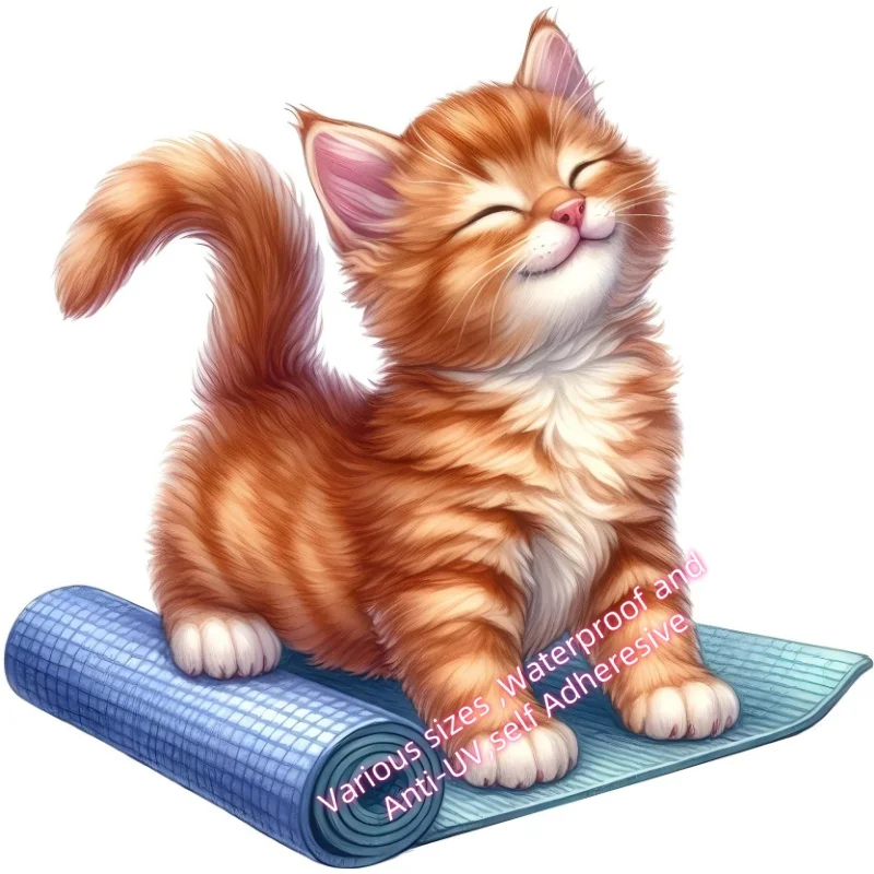 Three Ratels X21 Funny  Yoga Cat sticker Car laptop Fridge Stickers Vinly material