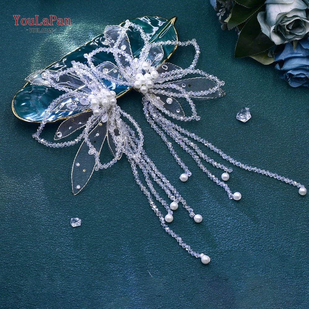 YouLaPan 2 Pce a forma di farfalla Hair Chip Handband Handmade Crystal nappa Bride Headwear accessori per capelli da sposa lucidi HP694