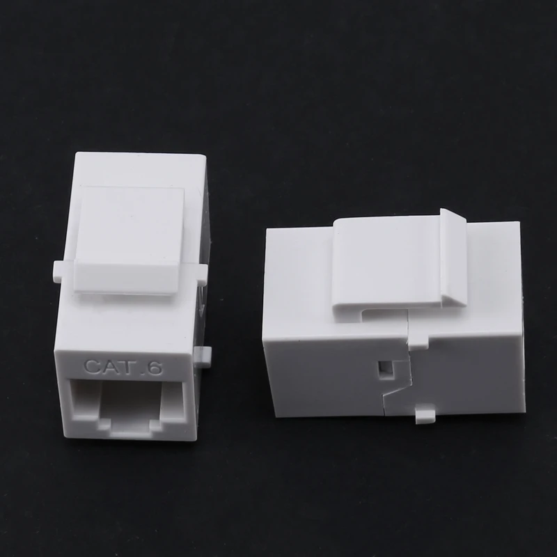 AF91-10Pcs RJ45 Connector Keystone Jack Cat6 Extension Coupler Ethernet Network LAN Cat 6 Coupler Jacks Extend Adapter