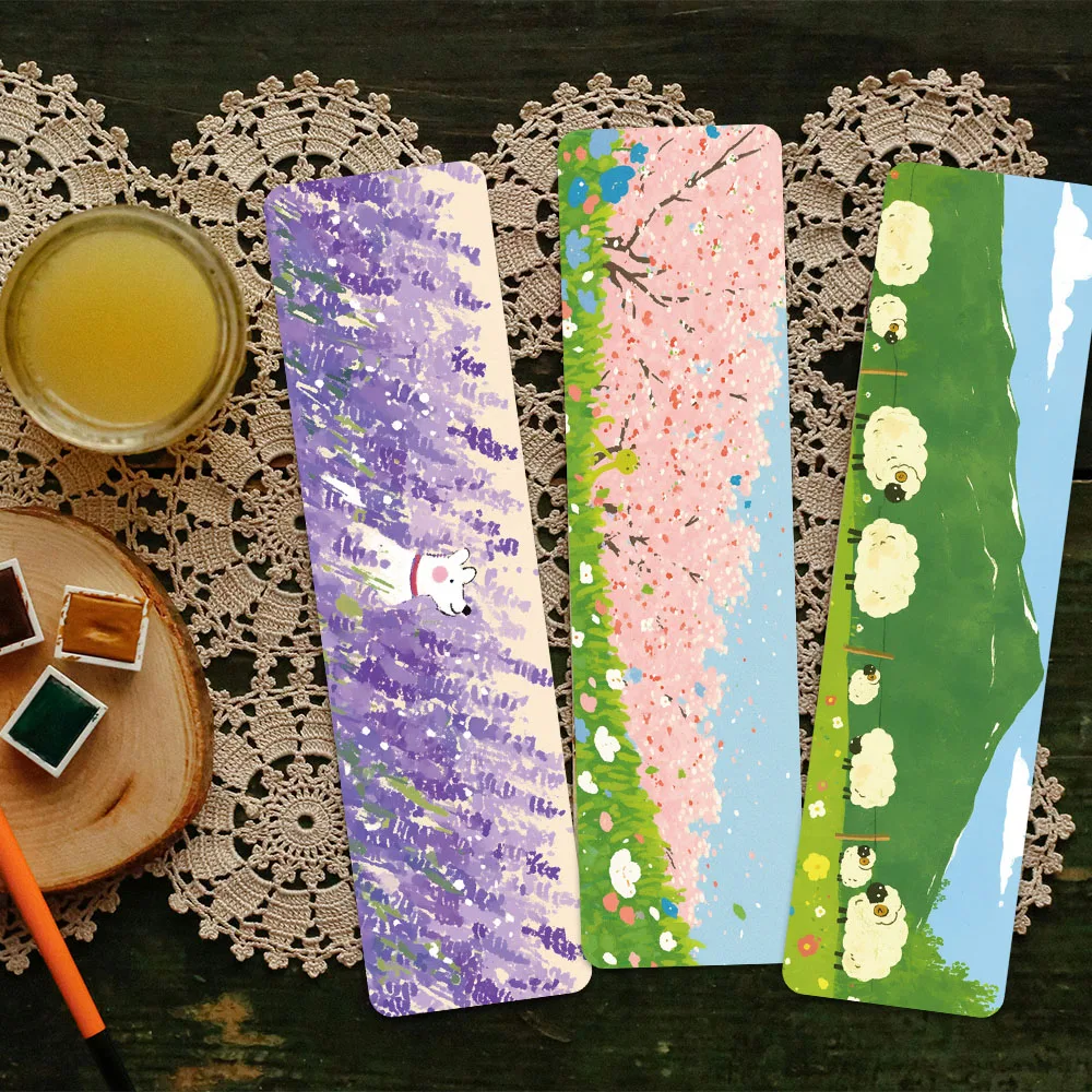 30pcs Colorful Cute Cartoon Animals Landscape Paper Bookmark DIY Students Readers Page Marking Library Office Page Marker