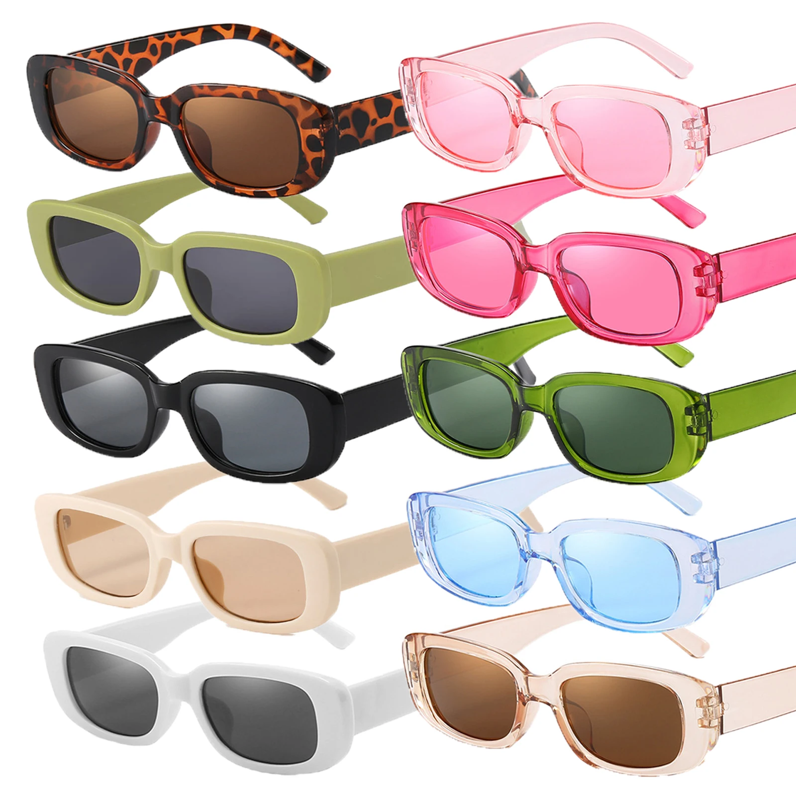 10-80 sztuk Retro prostokątne okulary przeciwsłoneczne okulary przeciwsłoneczne na wieczór panieński Y2K modne okulary przeciwsłoneczne dla kobiety mężczyzna Party zdjęcie urodzinowe