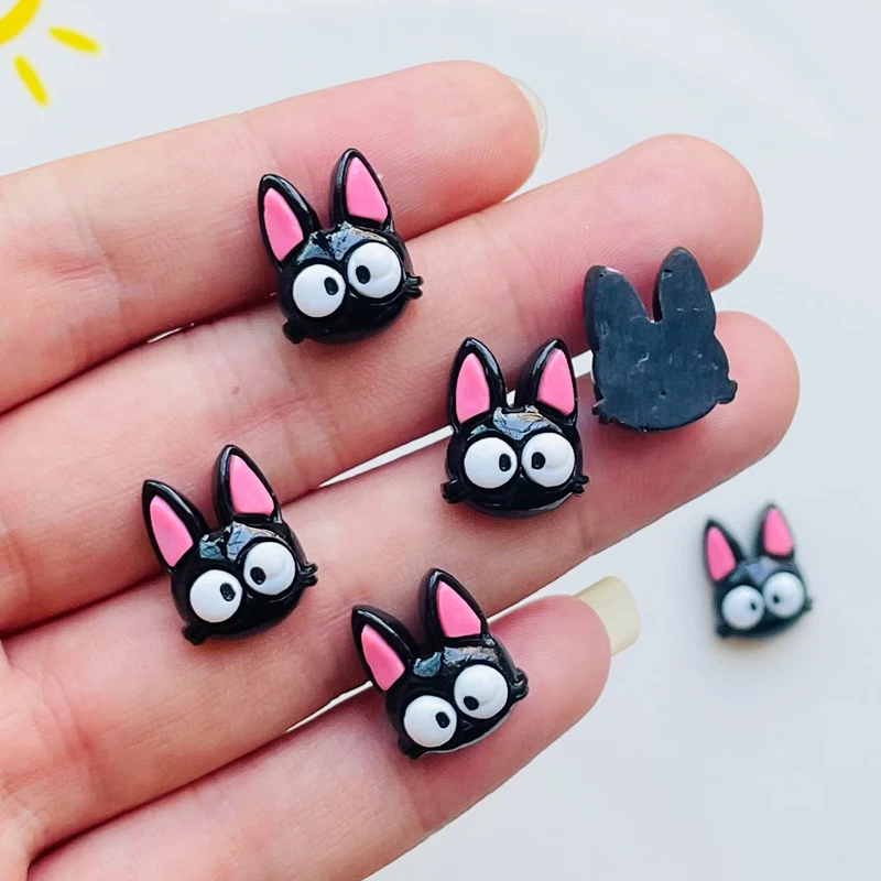 Mini horquilla de resina para manicura, accesorios de decoración de 30 piezas, Kawaii, Animal de dibujos animados, gatito negro, joyería Diy