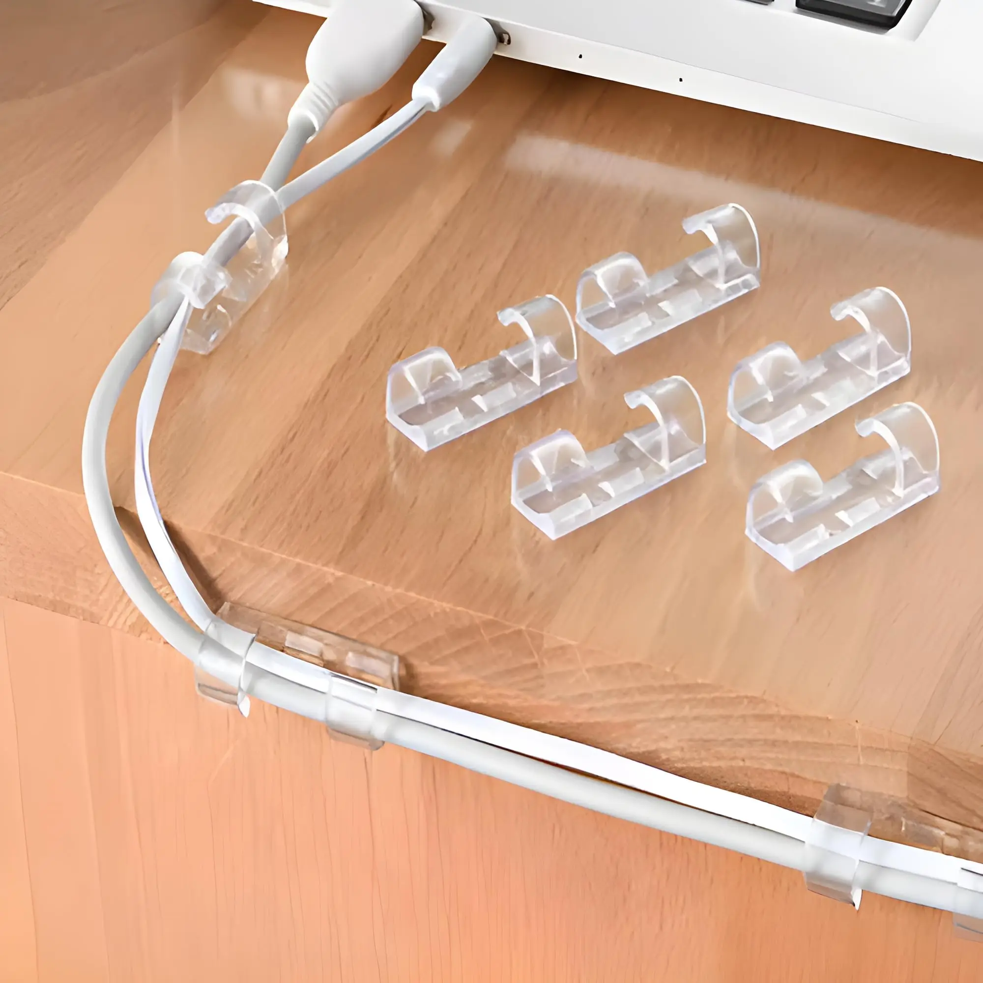 50/200pcs Cable Organizer Clips Cord Holder Transparent Management Wire Manager Home Office USB Data Line Winder Hooks Protector