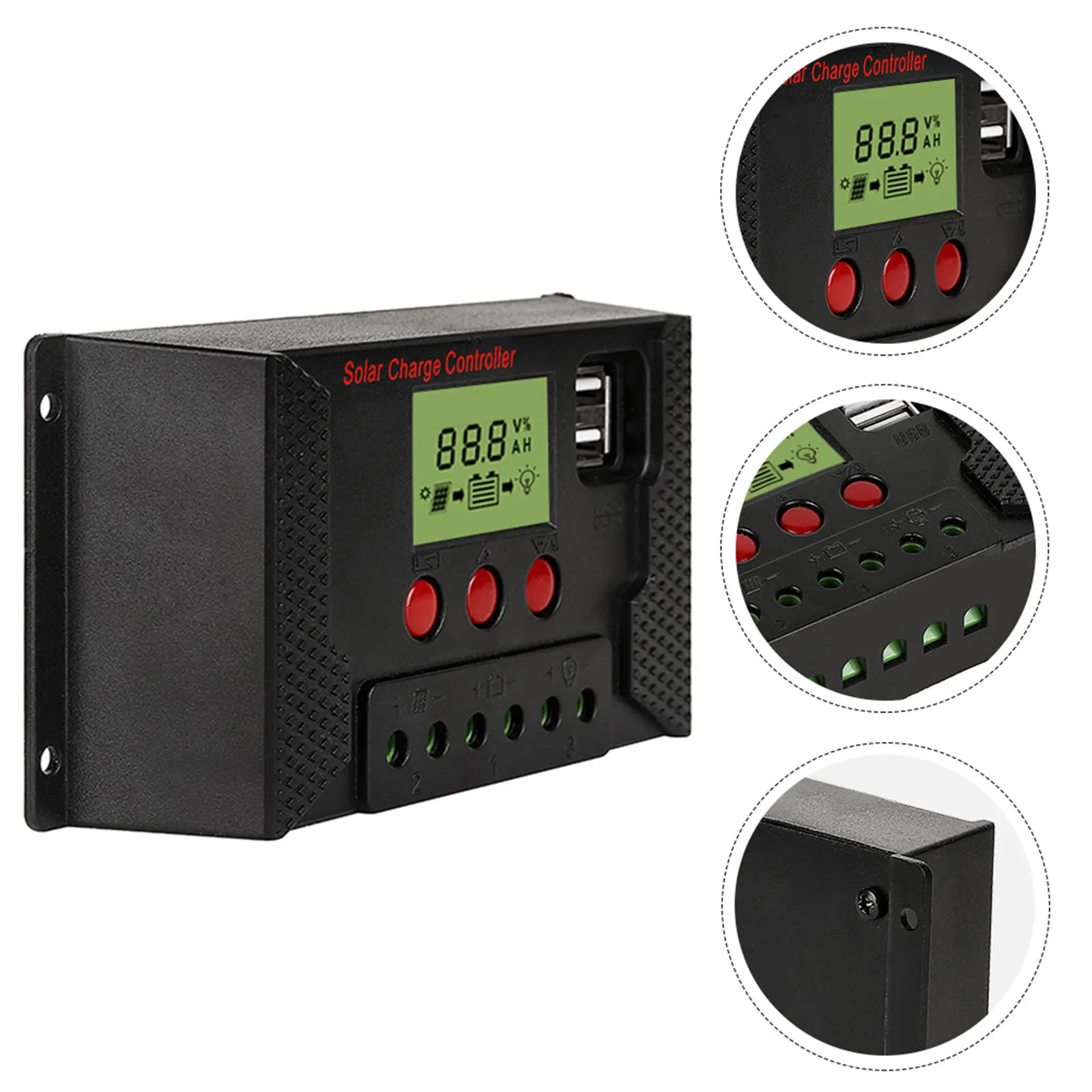 

1Pcs Solar Charge Controller 10a Intelligent Regulator LCD USB Output for Lithium Batteries Solar Panel