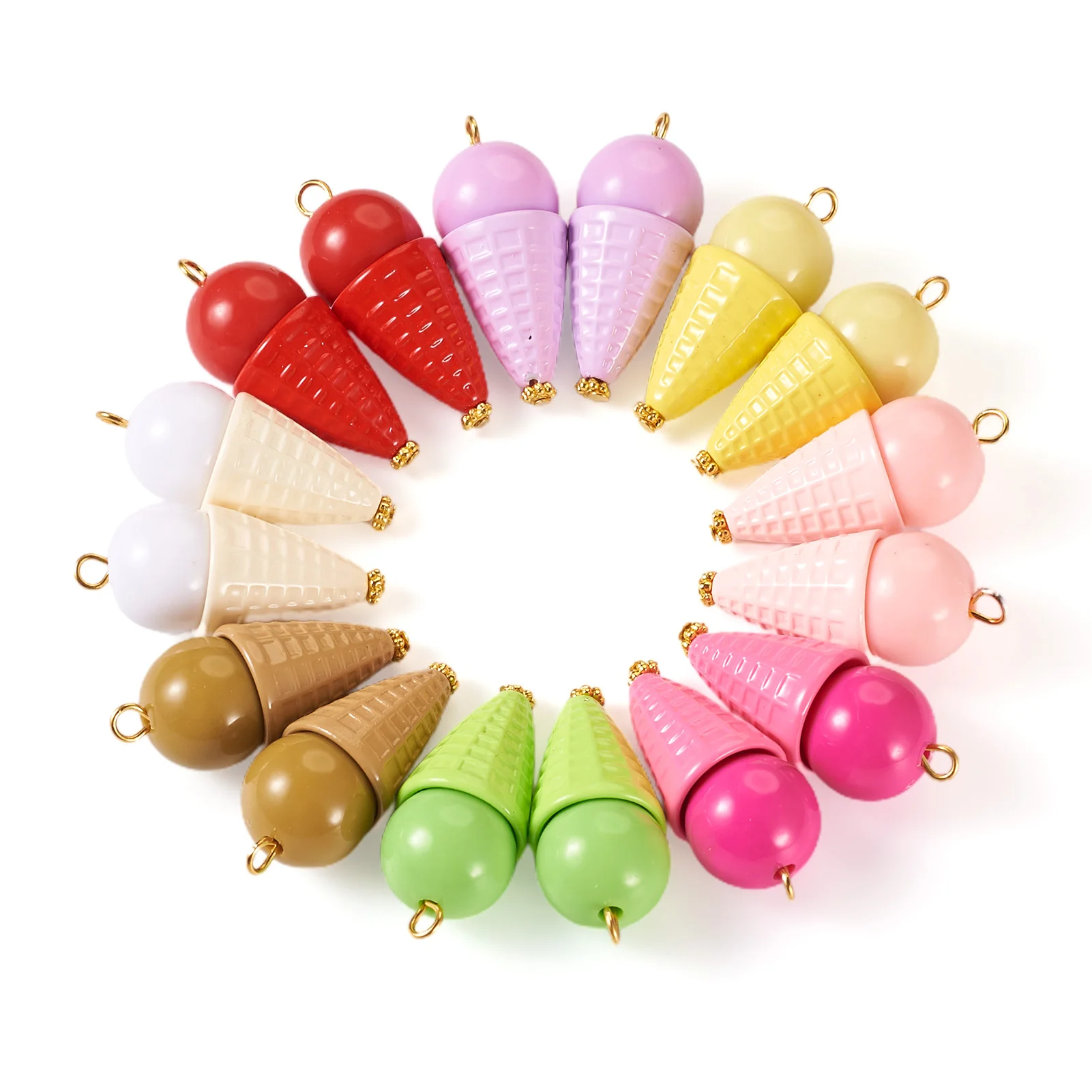 16pcs/set Acrylic Pendants Ice Cream Mixed Color for Making DIY Jewelry Necklace Eardrop Bracelet Charm Craft Supplies Cute